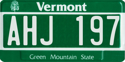 VT license plate AHJ197