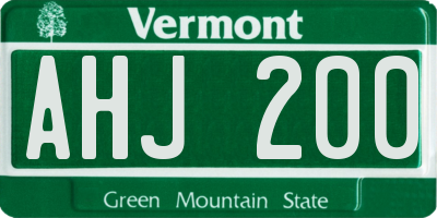 VT license plate AHJ200