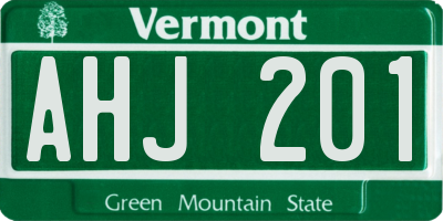 VT license plate AHJ201