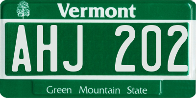 VT license plate AHJ202
