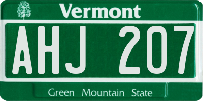 VT license plate AHJ207