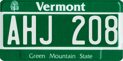 VT license plate AHJ208