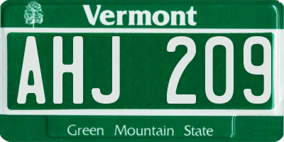 VT license plate AHJ209