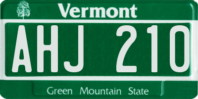 VT license plate AHJ210
