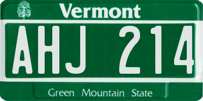 VT license plate AHJ214