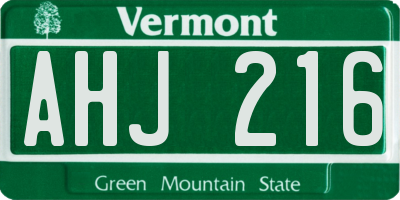 VT license plate AHJ216
