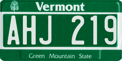 VT license plate AHJ219