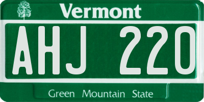 VT license plate AHJ220