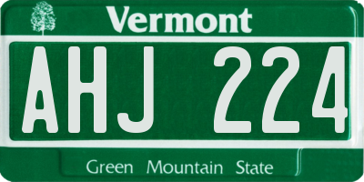 VT license plate AHJ224