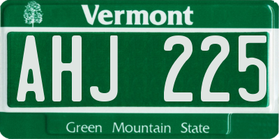 VT license plate AHJ225