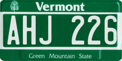 VT license plate AHJ226