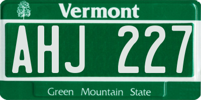 VT license plate AHJ227