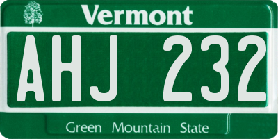 VT license plate AHJ232