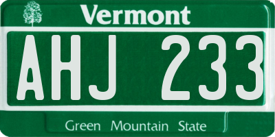 VT license plate AHJ233
