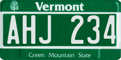 VT license plate AHJ234