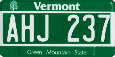 VT license plate AHJ237