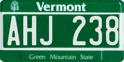 VT license plate AHJ238