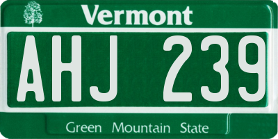 VT license plate AHJ239