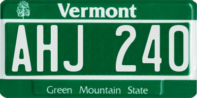 VT license plate AHJ240