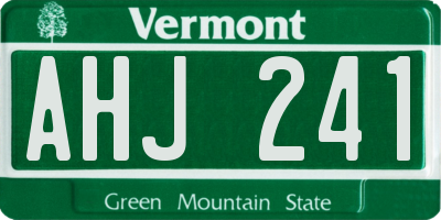 VT license plate AHJ241