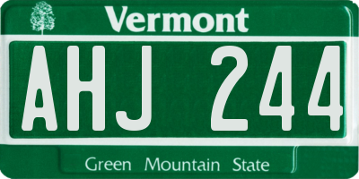 VT license plate AHJ244