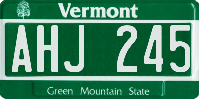 VT license plate AHJ245