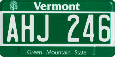 VT license plate AHJ246