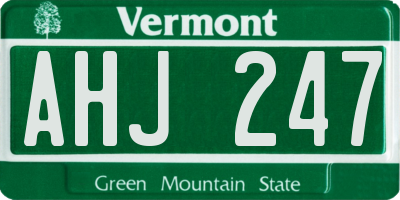 VT license plate AHJ247