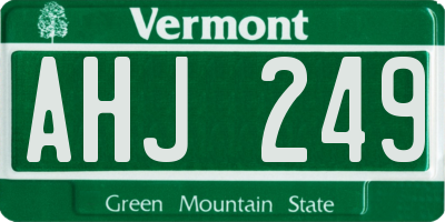 VT license plate AHJ249