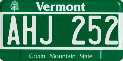 VT license plate AHJ252