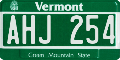 VT license plate AHJ254