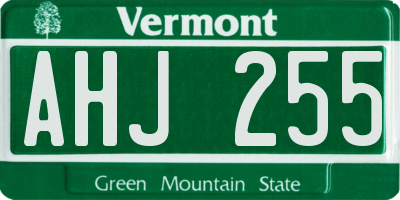 VT license plate AHJ255