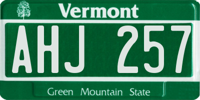 VT license plate AHJ257