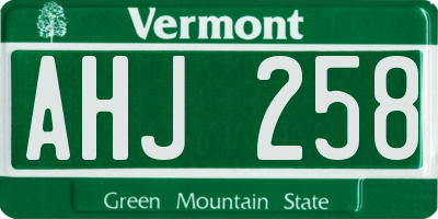 VT license plate AHJ258