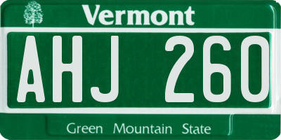 VT license plate AHJ260