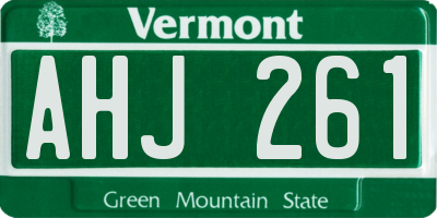 VT license plate AHJ261
