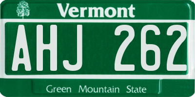 VT license plate AHJ262