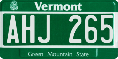 VT license plate AHJ265