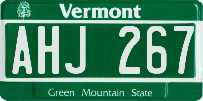 VT license plate AHJ267
