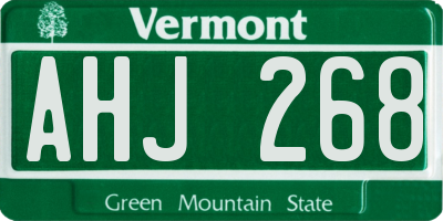 VT license plate AHJ268