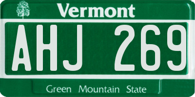 VT license plate AHJ269