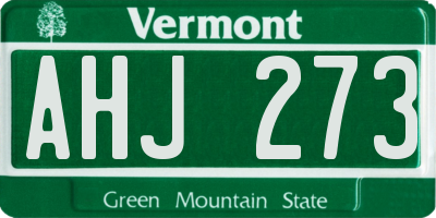 VT license plate AHJ273