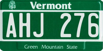 VT license plate AHJ276