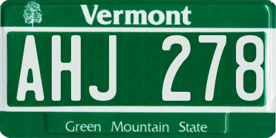 VT license plate AHJ278