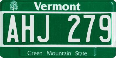 VT license plate AHJ279