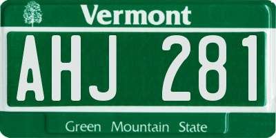 VT license plate AHJ281