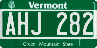 VT license plate AHJ282