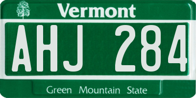 VT license plate AHJ284