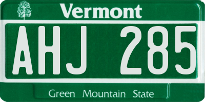 VT license plate AHJ285