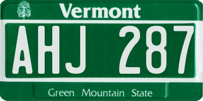 VT license plate AHJ287